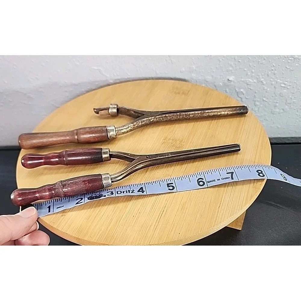Vintage 2 Curling Iron‎ Metal With Red Handles